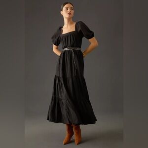 By Anthropologie Tiered Puff-Sleeve Maxi Dress